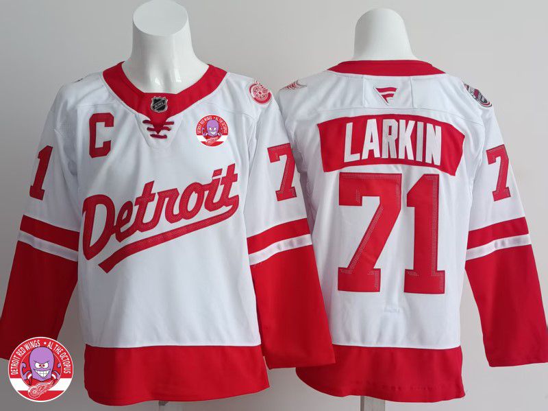 Men Detroit Red Wings 71 Larkin White 2025 Fanatics Home Premium NHL Jersey style 1